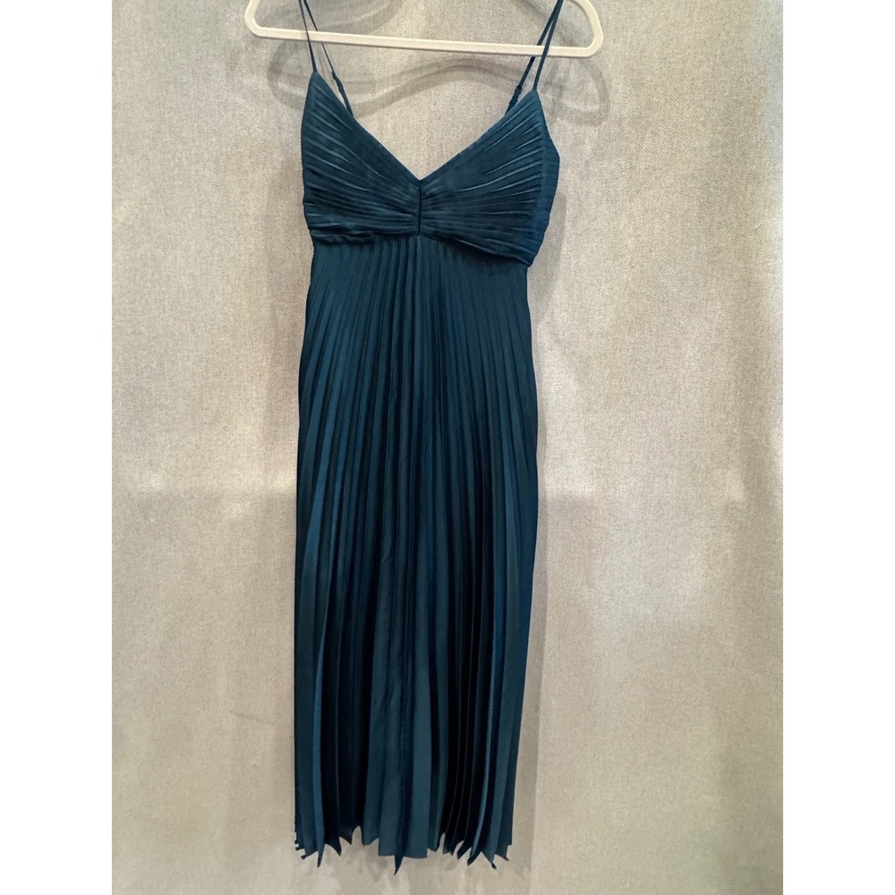 Abercrombie&Fitch Pleated Satin Midi Dress Emerald Green XS NWT 159-592-0135-300
